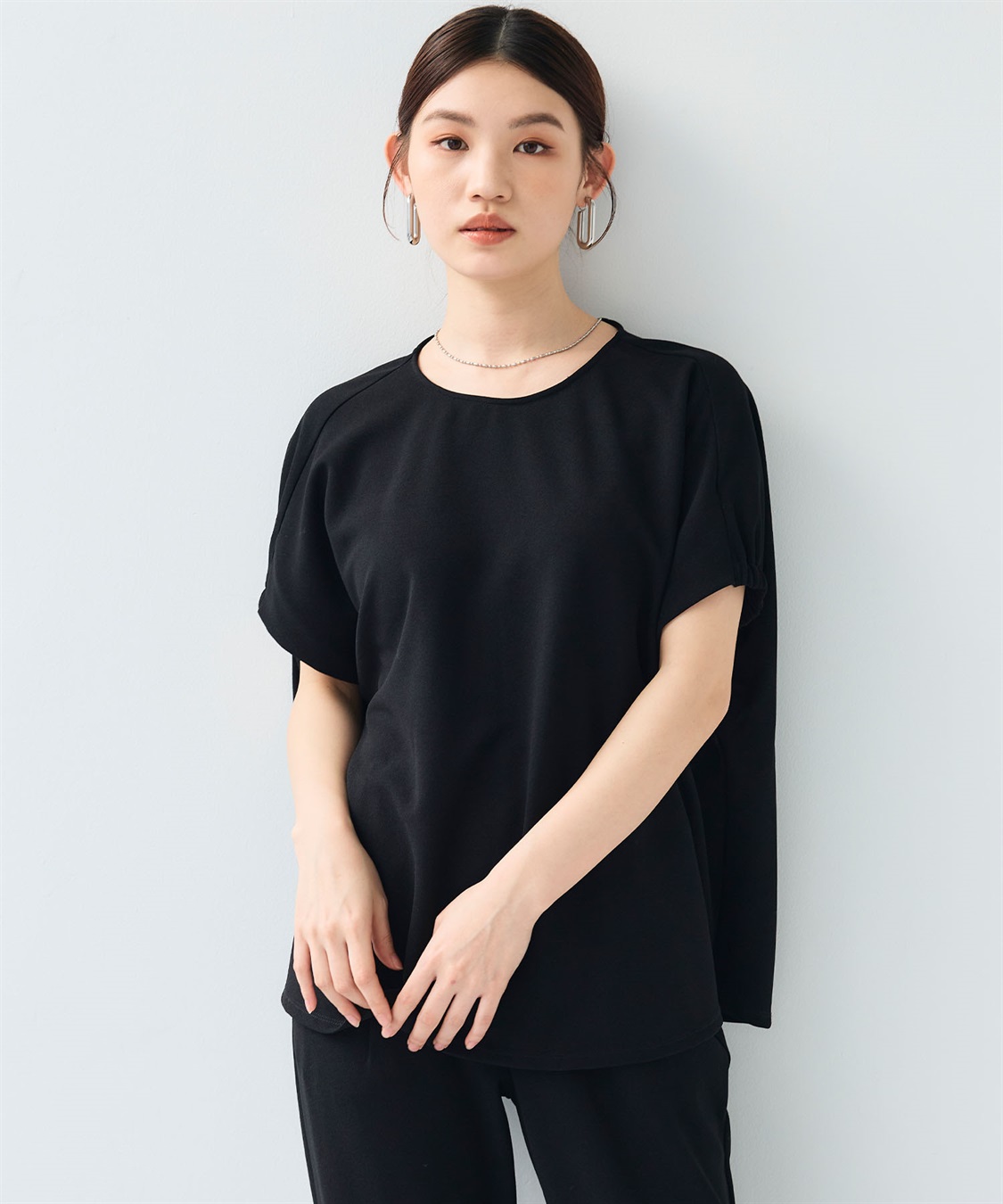 CROSS FUNCTION 《シワになりにくい》【セットアップ】サマ美え カットジョーゼットフレア袖ブラウス_sub_24