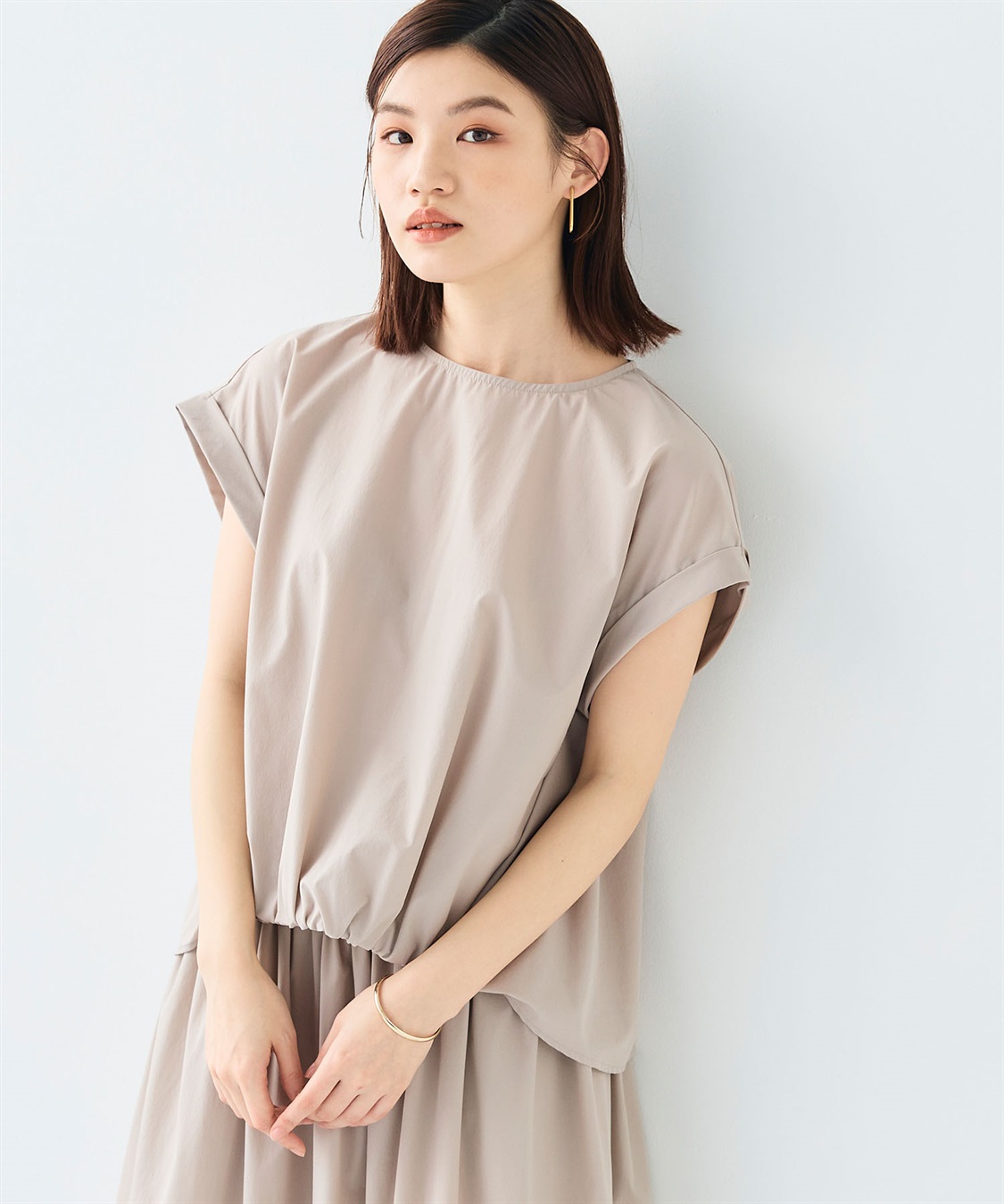 CROSS FUNCTION 《撥水/UV》ハジクションタックギャザーブラウス_sub_1