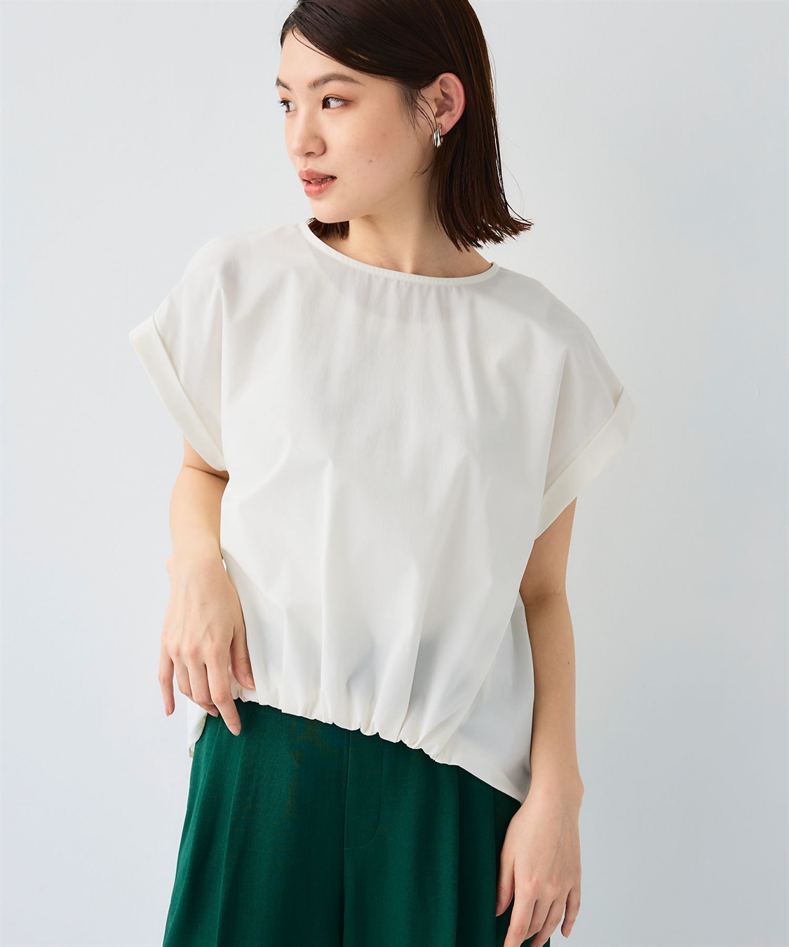 CROSS FUNCTION 《撥水/UV》ハジクションタックギャザーブラウス_sub_2