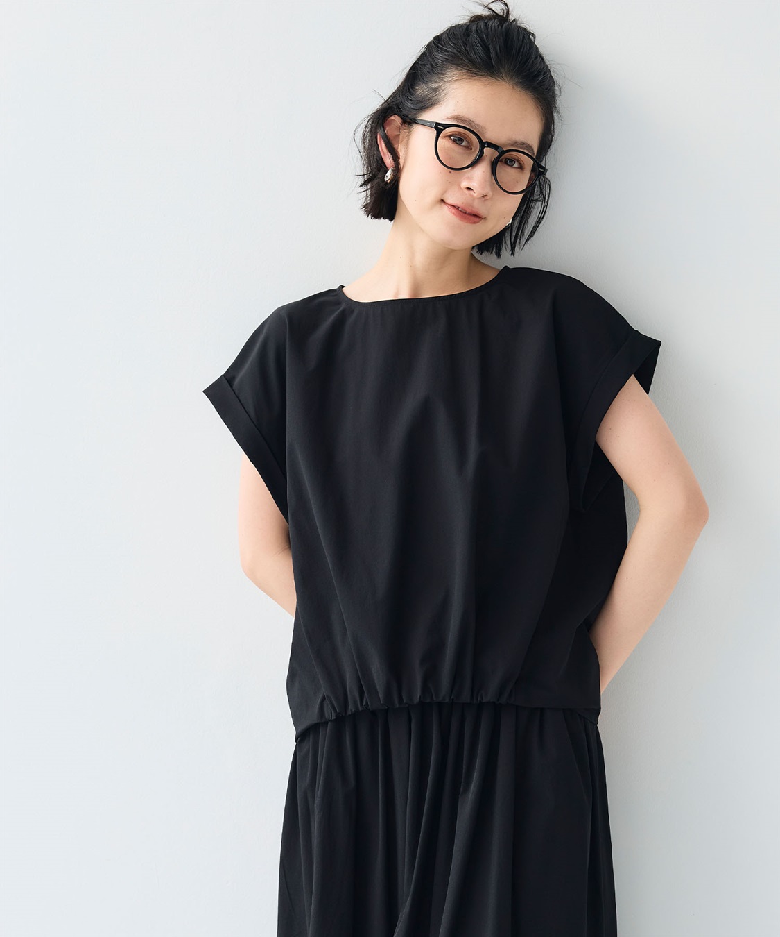 CROSS FUNCTION 《撥水/UV》ハジクションタックギャザーブラウス_sub_3