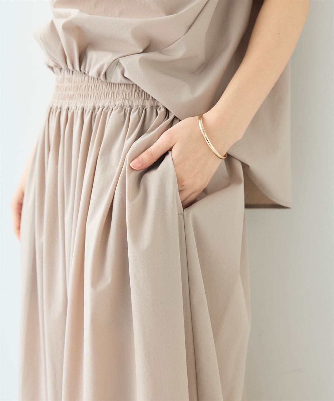 CROSS FUNCTION 《撥水/UV》ハジクションタックギャザーロングスカート_sub_8