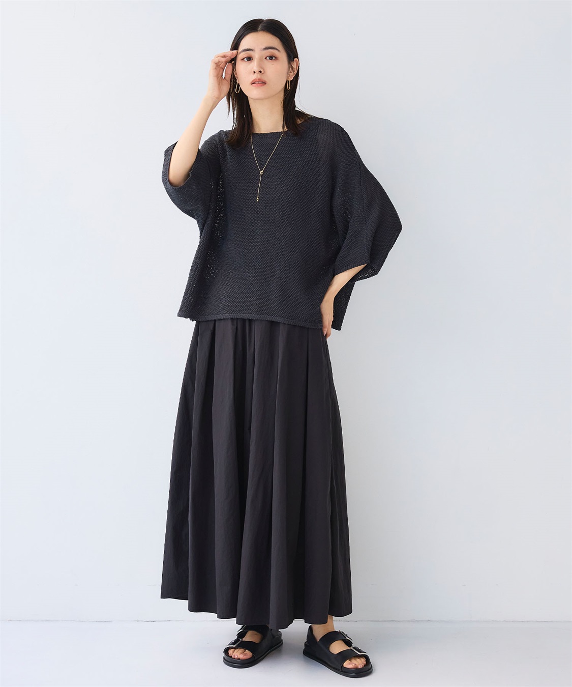 CROSS FUNCTION 《撥水/UV》ハジクションタックギャザーロングスカート_sub_22