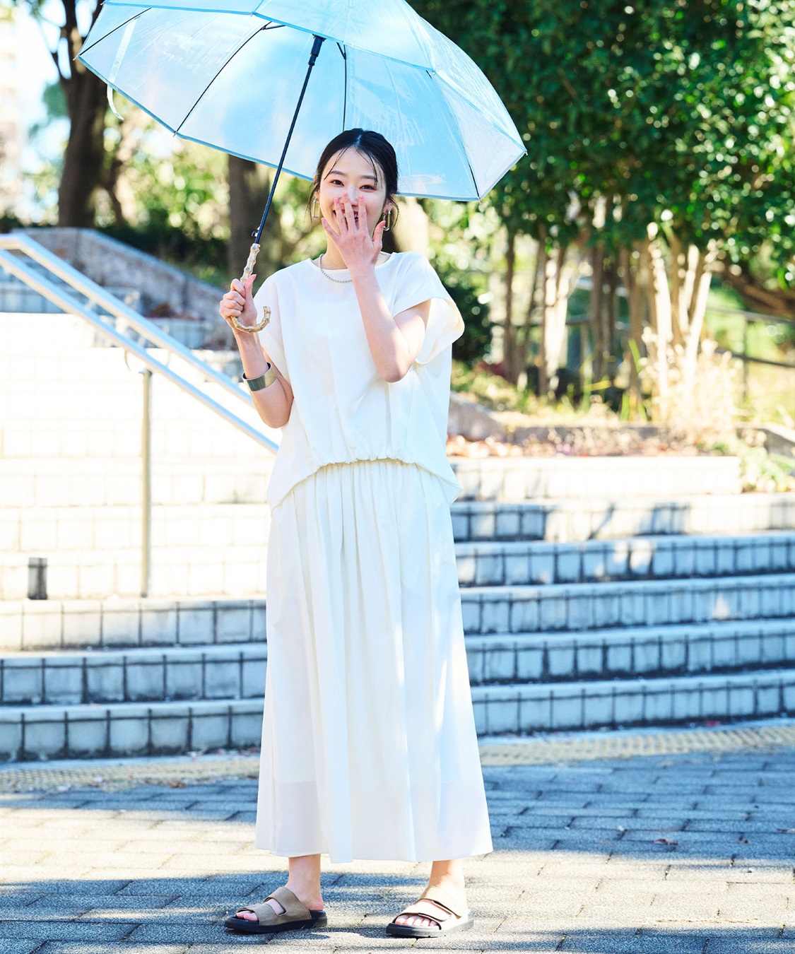 CROSS FUNCTION 《撥水/UV》ハジクションタックギャザーロングスカート_sub_27