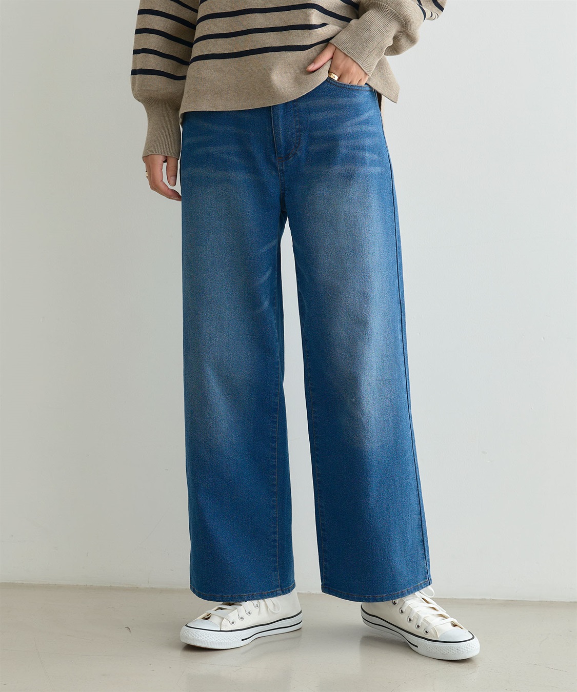 CROSS FUNCTION 《ストレッチ》エブ楽 裏起毛ワイドストレートパンツ_sub_1