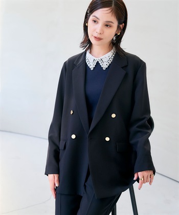 CROSS FUNCTION 《洗える・シワになりにくい》正解 金釦ダブルテーラードジャケット_subthumb_1