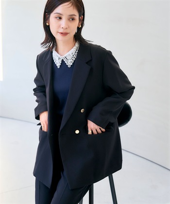 CROSS FUNCTION 《洗える・シワになりにくい》正解 金釦ダブルテーラードジャケット_subthumb_16