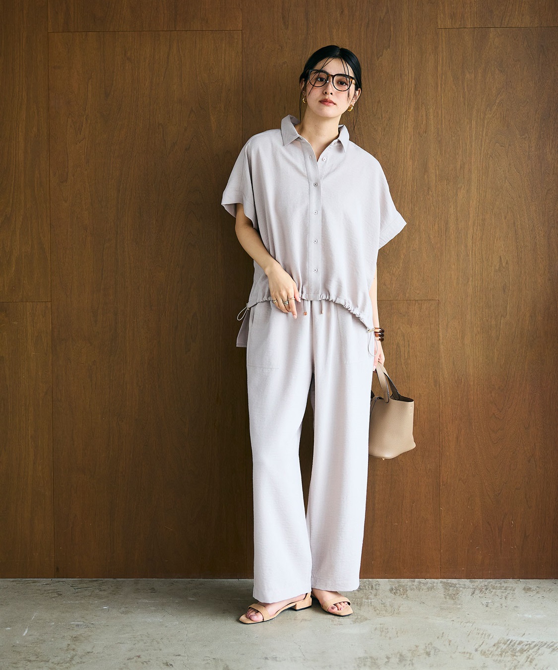 CROSS FUNCTION 《シワになりにくい》サマナチュラ リネンライクイージーワイドパンツ_sub_4