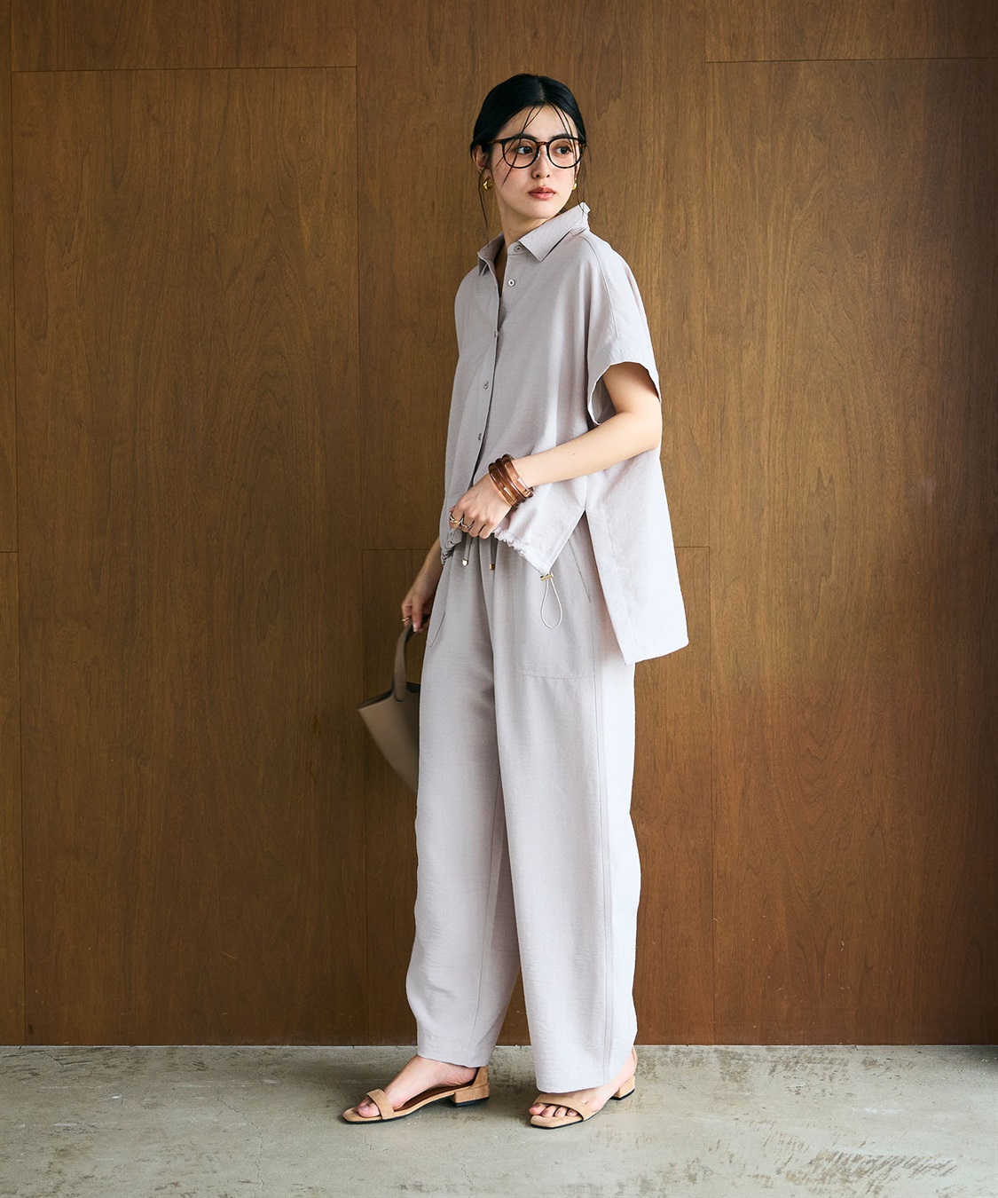 CROSS FUNCTION 《シワになりにくい》サマナチュラ リネンライクイージーワイドパンツ_sub_5