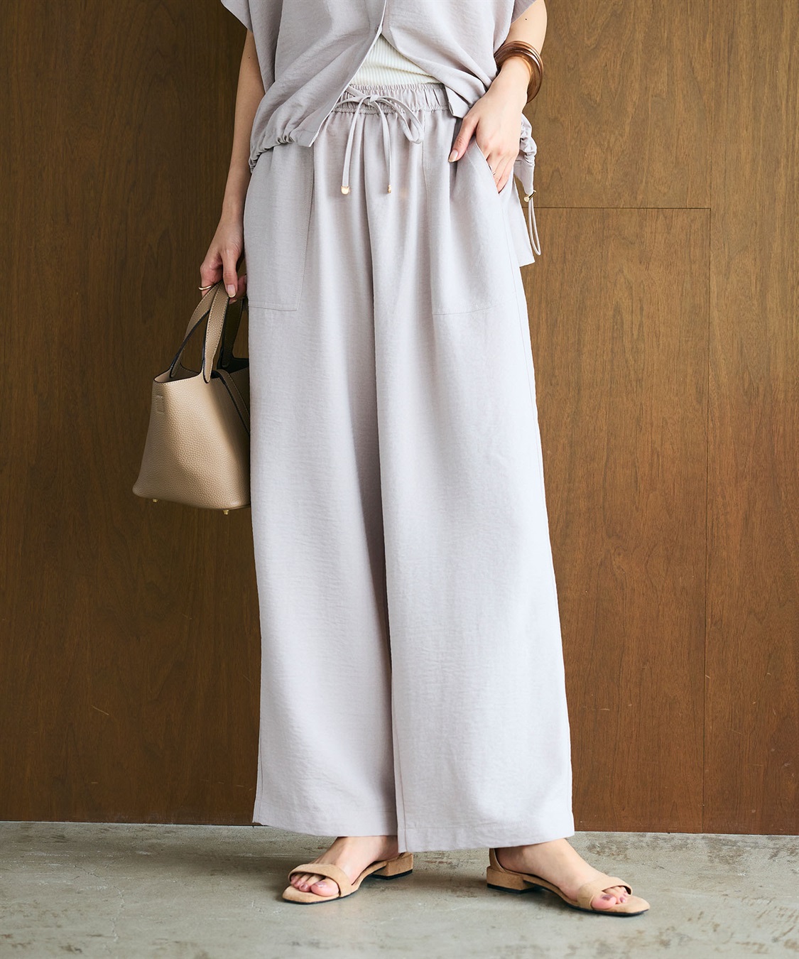 CROSS FUNCTION 《シワになりにくい》サマナチュラ リネンライクイージーワイドパンツ_sub_8
