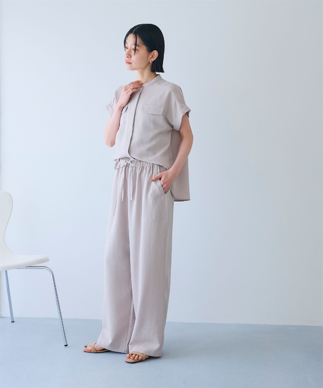 CROSS FUNCTION 《シワになりにくい》サマナチュラ リネンライクイージーワイドパンツ_sub_14
