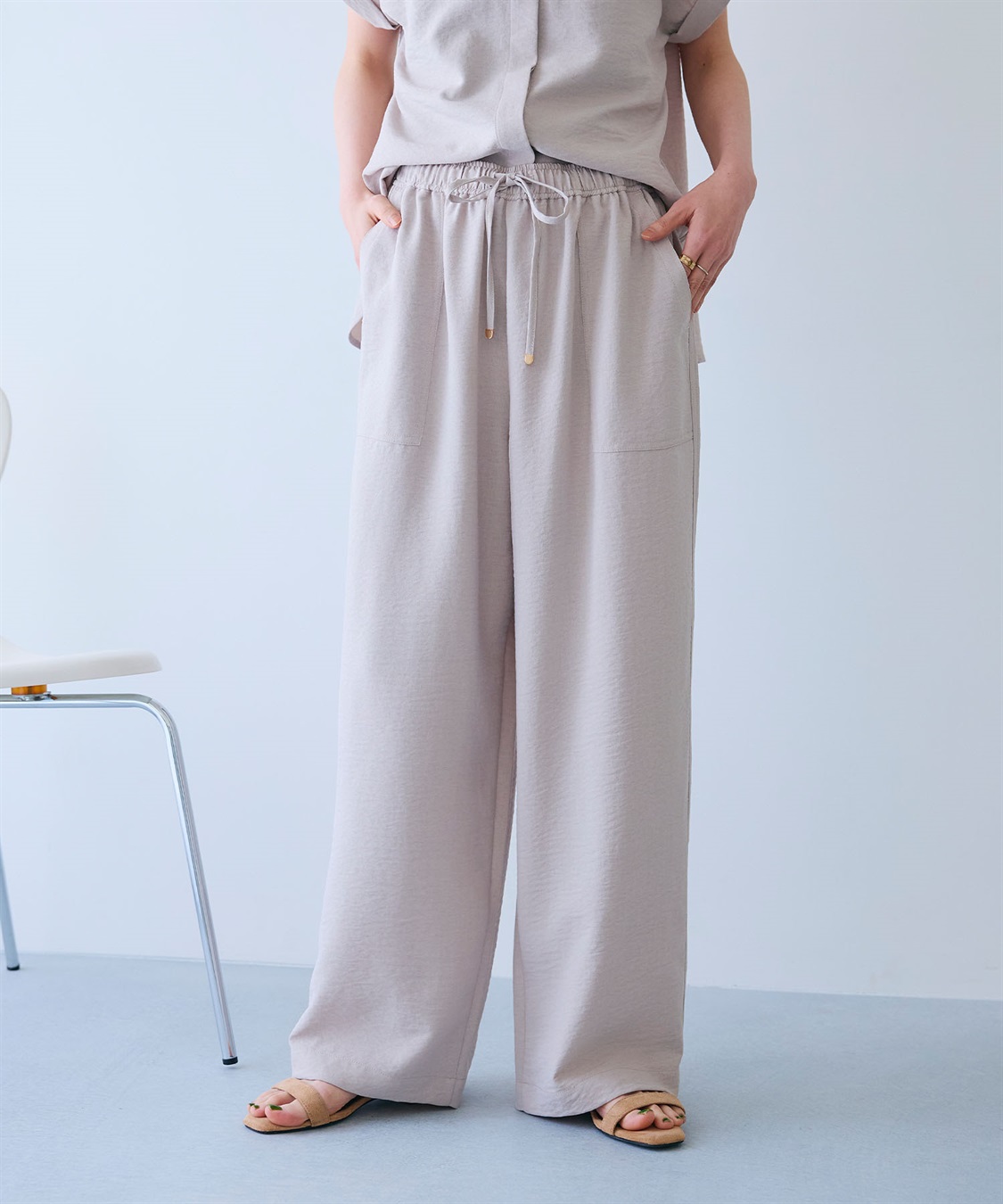 CROSS FUNCTION 《シワになりにくい》サマナチュラ リネンライクイージーワイドパンツ_sub_16