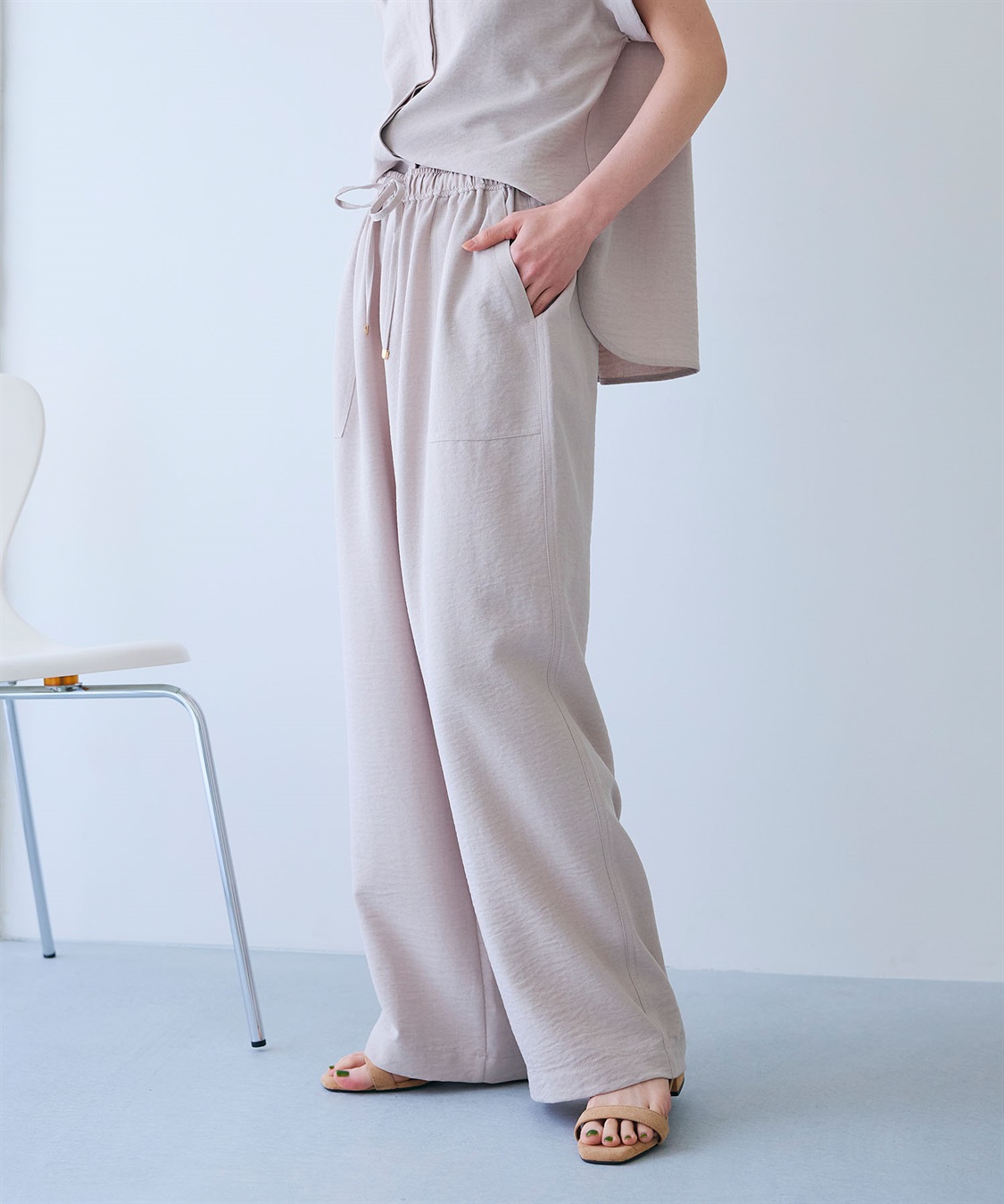 CROSS FUNCTION 《シワになりにくい》サマナチュラ リネンライクイージーワイドパンツ_sub_17