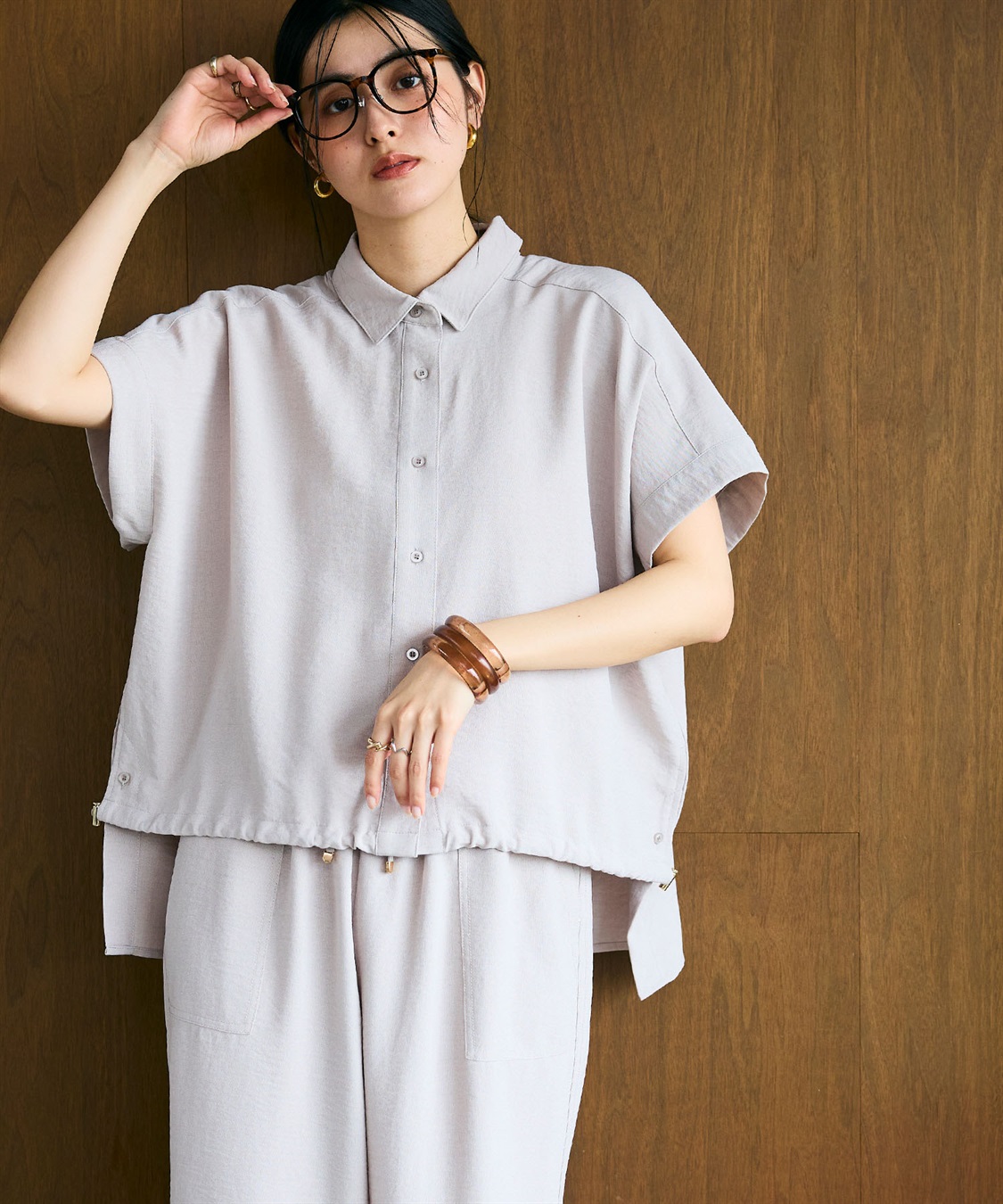 CROSS FUNCTION 《シワになりにくい》サマナチュラ リネンライクドロストデザインシャツ_sub_2