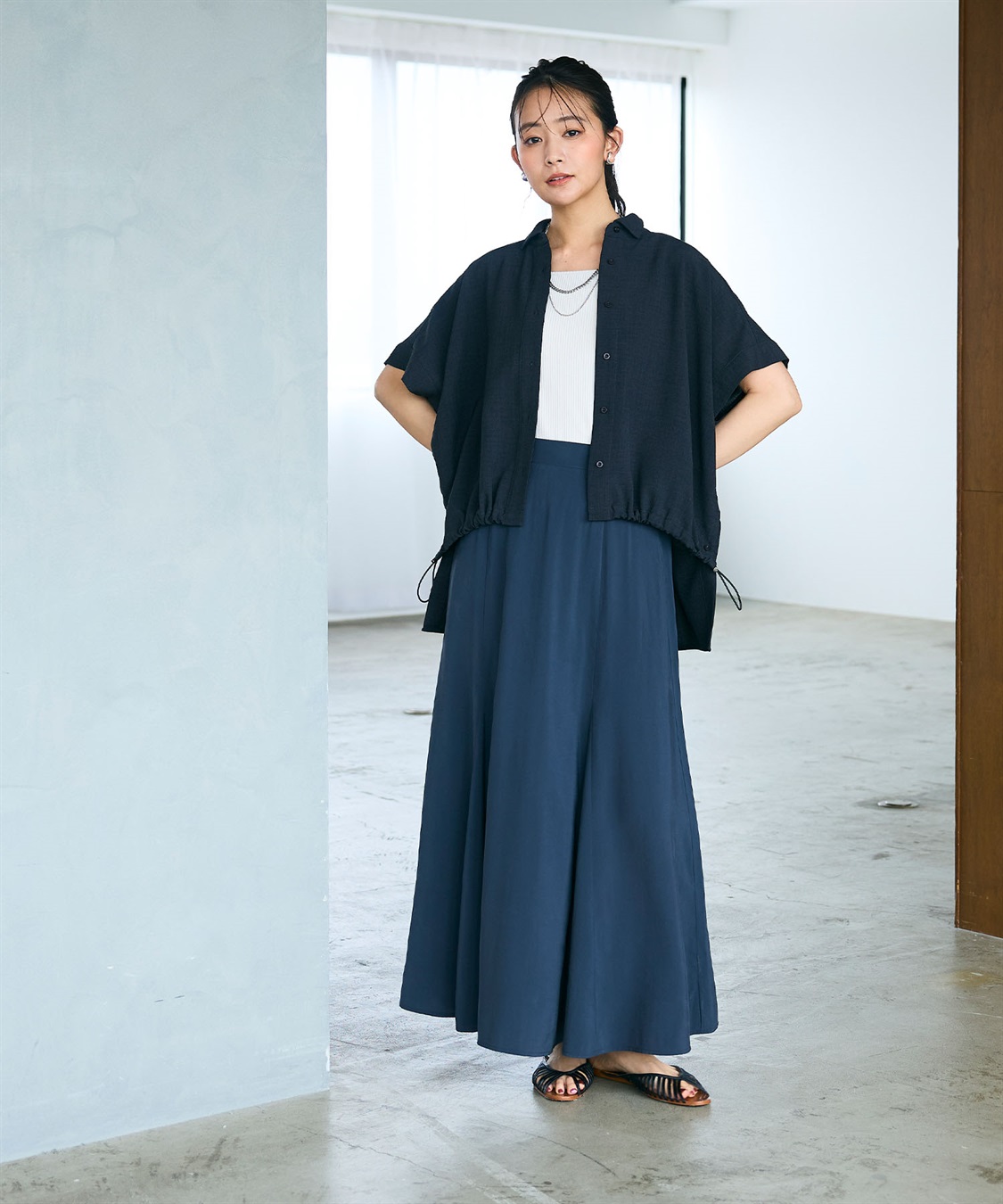 CROSS FUNCTION 《シワになりにくい》サマナチュラ リネンライクドロストデザインシャツ_sub_18