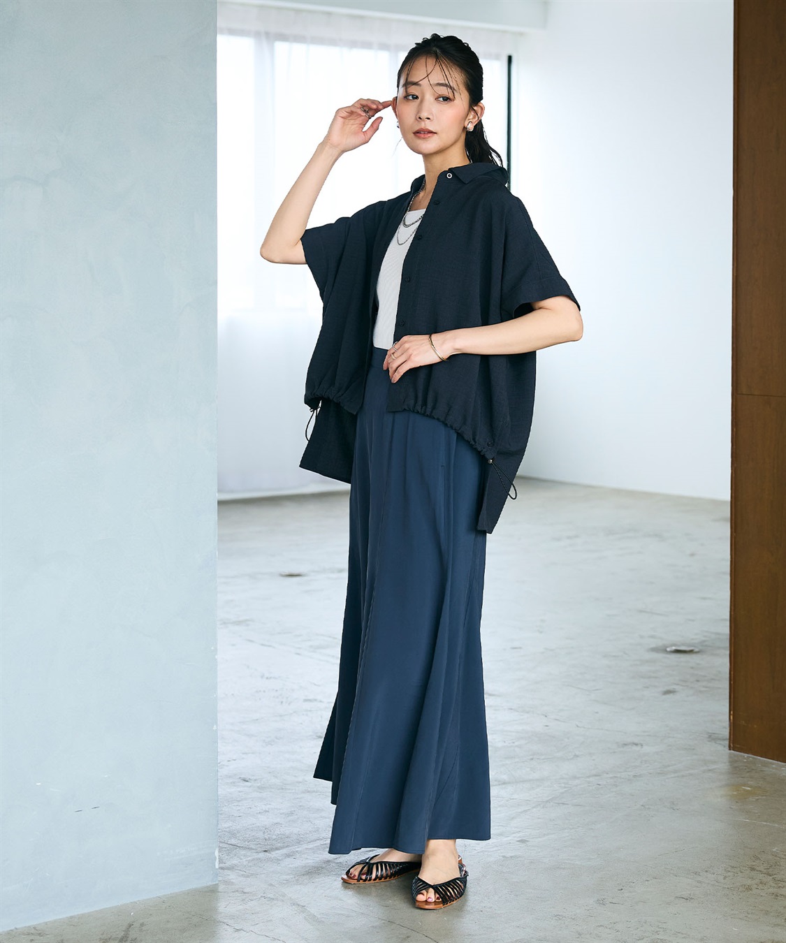 CROSS FUNCTION 《シワになりにくい》サマナチュラ リネンライクドロストデザインシャツ_sub_21