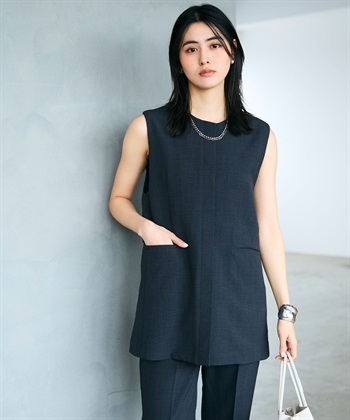 CROSS FUNCTION 《シワになりにくい》サマナチュラ リネンライクノーカラージレジャケット_subthumb_1