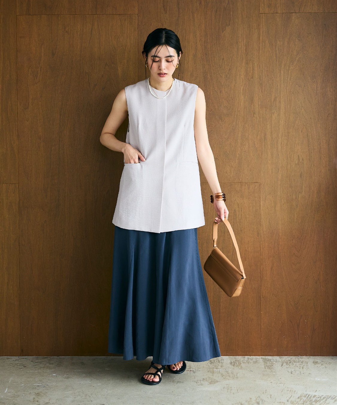 CROSS FUNCTION 《シワになりにくい》サマナチュラ リネンライクノーカラージレジャケット_sub_5