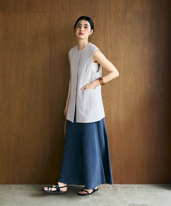 CROSS FUNCTION 《シワになりにくい》サマナチュラ リネンライクノーカラージレジャケット_subthumb_7