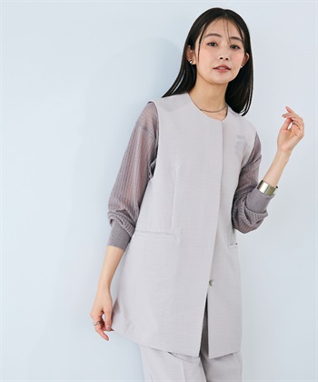 CROSS FUNCTION 《シワになりにくい》サマナチュラ リネンライクノーカラージレジャケット_subthumb_9