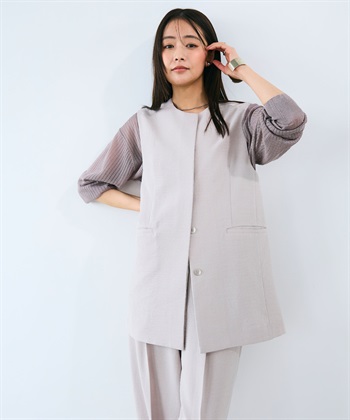 CROSS FUNCTION 《シワになりにくい》サマナチュラ リネンライクノーカラージレジャケット_subthumb_11