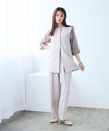 CROSS FUNCTION 《シワになりにくい》サマナチュラ リネンライクノーカラージレジャケット_subthumb_12