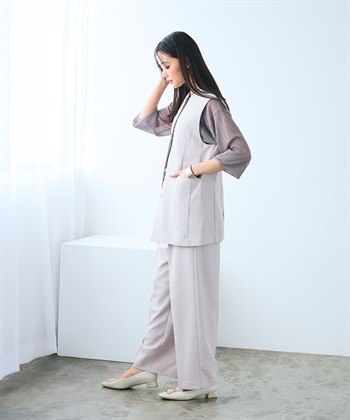 CROSS FUNCTION 《シワになりにくい》サマナチュラ リネンライクノーカラージレジャケット_subthumb_14