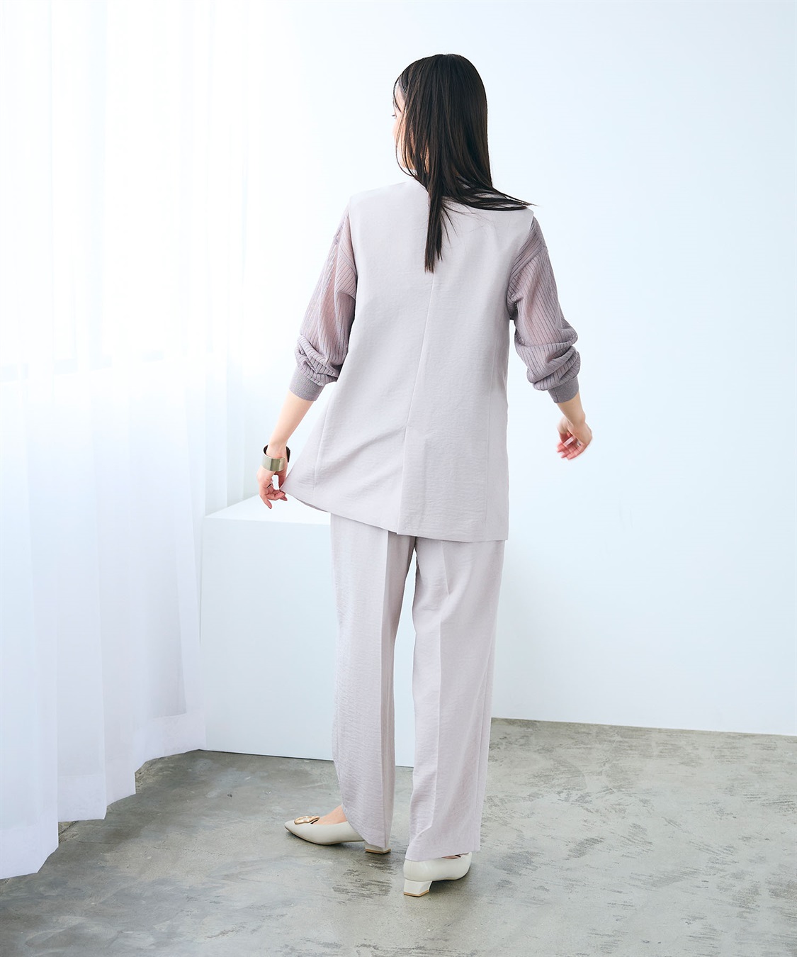 CROSS FUNCTION 《シワになりにくい》サマナチュラ リネンライクノーカラージレジャケット_sub_15