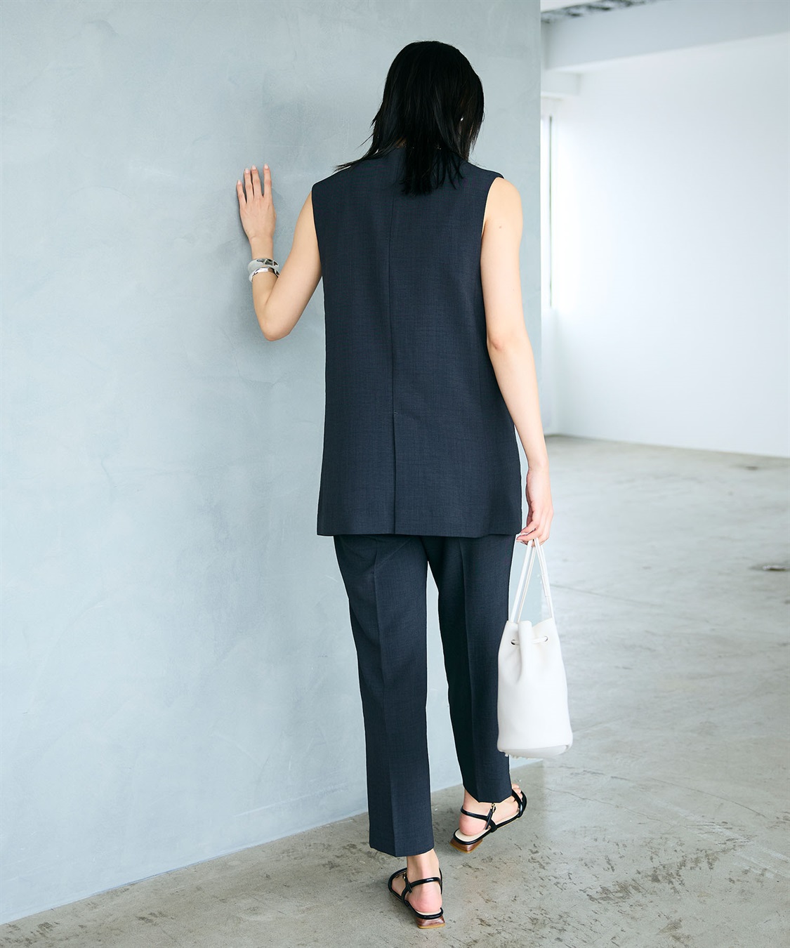 CROSS FUNCTION 《シワになりにくい》サマナチュラ リネンライクノーカラージレジャケット_sub_23