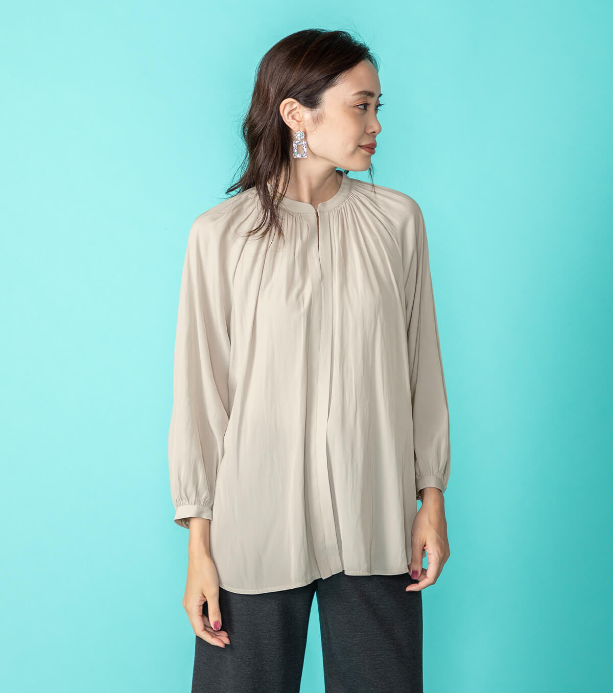 Vintage Satin Blouse Light Gray