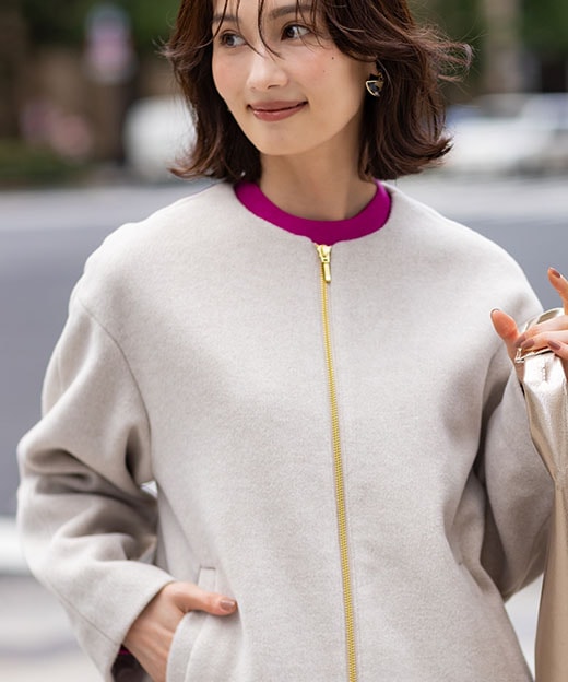 ジップギャザーブルゾンの画像１