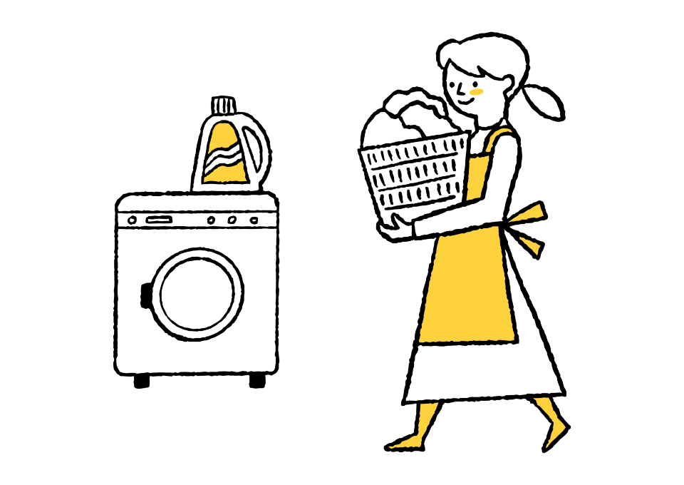 洗濯をしている女性のイラスト写真