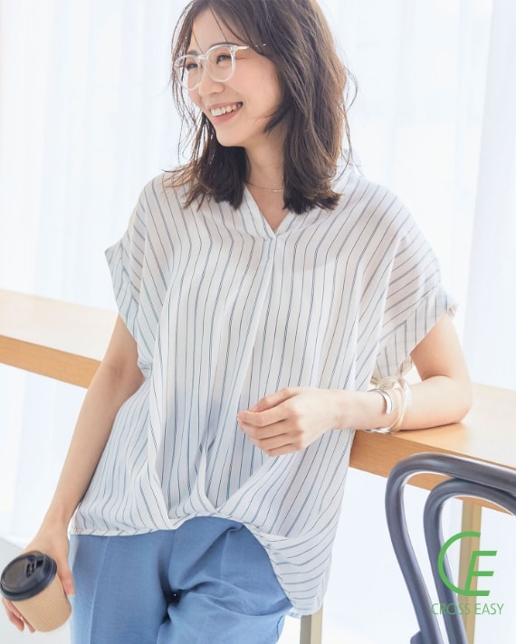 《UVカット・洗える・シワになりにくい》シャツ活ツイルフロントタックシャツ