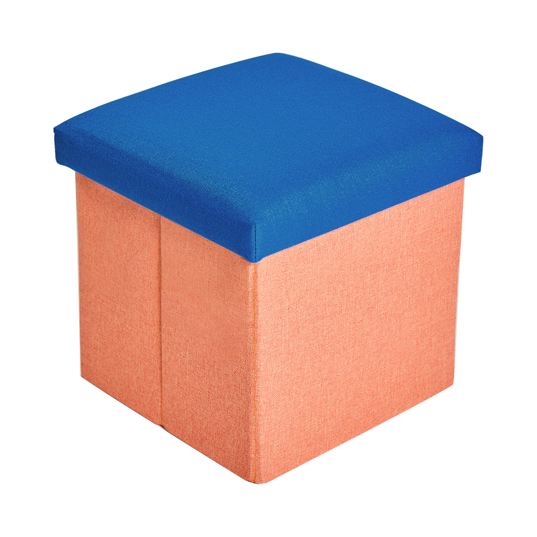 座れる収納ボックスおいすはこ　ブルー×オレンジ