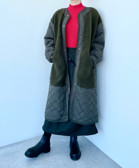 ノーカラーリバーシブルボアコートの写真