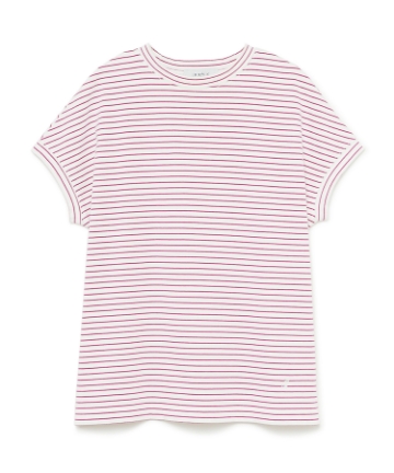 モックネックボーダーTシャツの画像