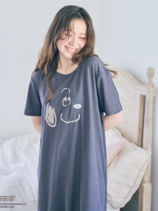 【PEANUTS/ピーナッツ】SNOOPY/スヌーピーパイルリブルームウェアワンピース