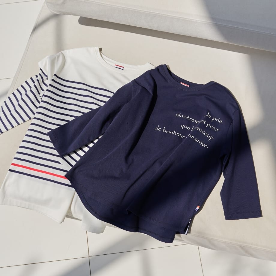 オーガニックコットンロゴTシャツとオーガニックコットンボーダーTシャツ