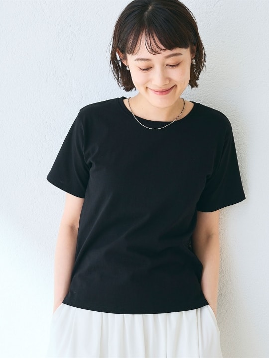 《汗染み防止》裾スリットベーシックTシャツ