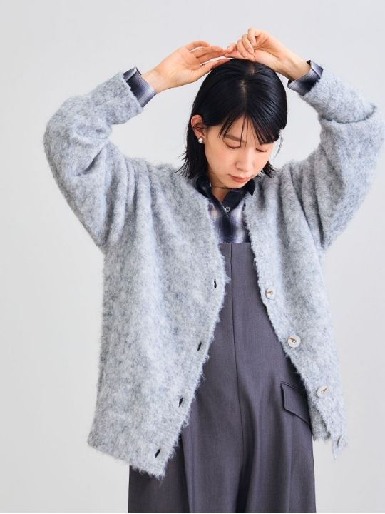 《洗える》エブ楽 ブークレシャギーVネックカーディガン