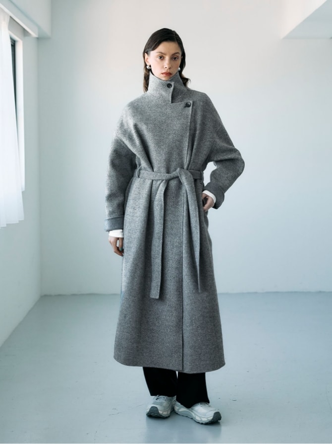 ジーロンウールシルクネップリバーコート