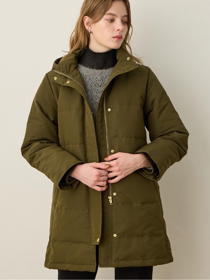 フードロングダウンコート