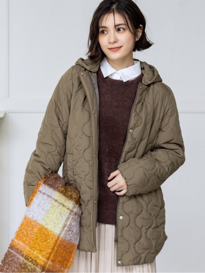 キルティング中綿フードコート【はっ水】