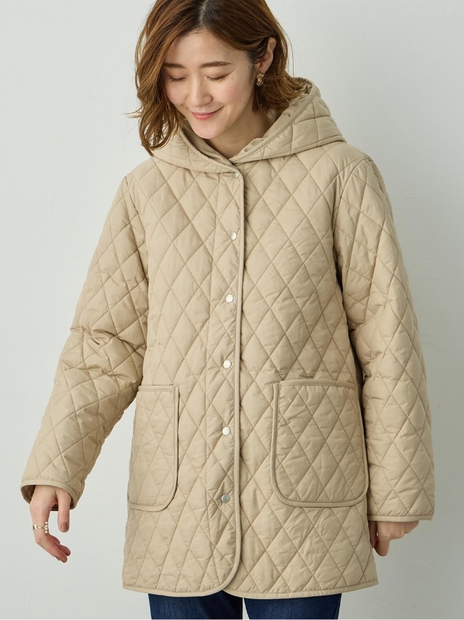 フードキルティング中綿コート【はっ水】