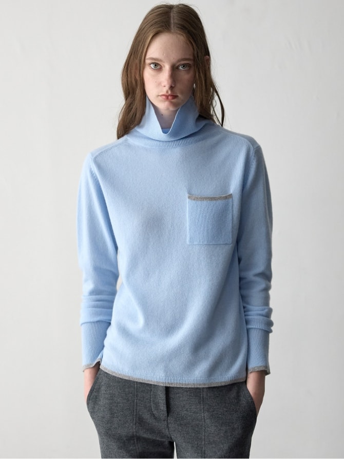 【WEB限定】カシミヤ配色ニットプルオーバー