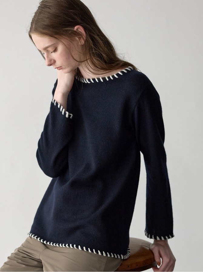 【WEB限定】ステッチニットプルオーバー