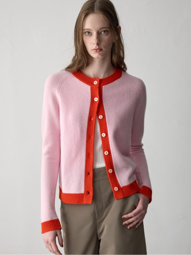 【WEB限定】カシミヤ配色ニットカーディガン