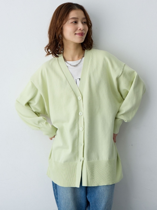 【anyfee/大きいサイズ】スウェットライクVネックニットカーディガン◆新色追加◆