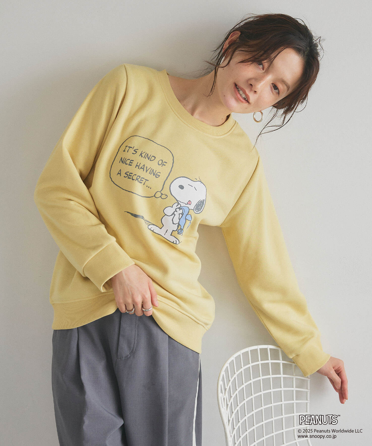 【PEANUTS/ピーナッツ】SNOOPY/スヌーピーフロントプリント裏起毛スウェットトレーナー（2025AW）の商品画像