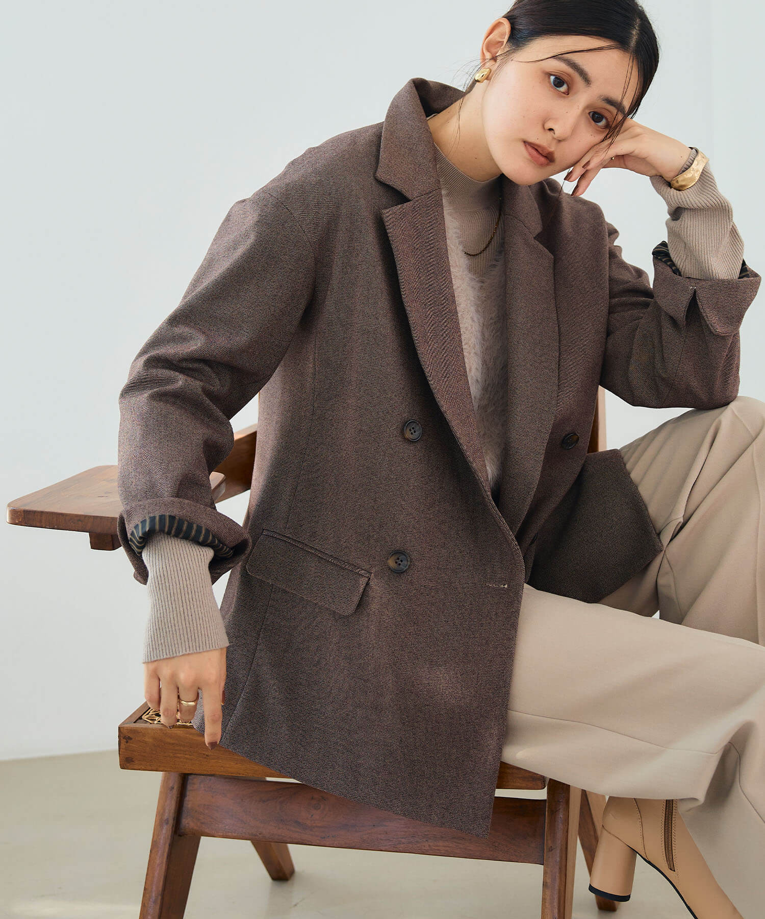 《洗える》アクティかる ウールライクジャケットコートの商品画像