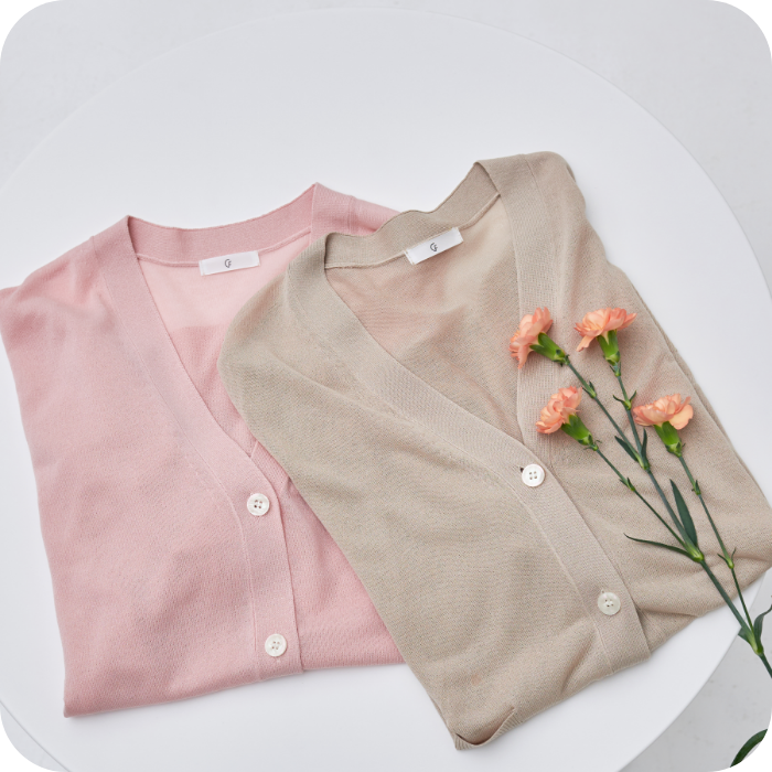 CROSS FUNCTION シアーVネックニットカーディガンの画像